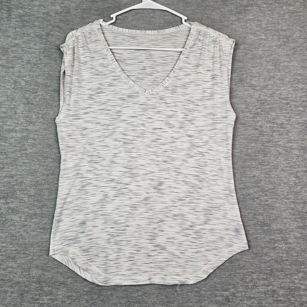 Lululemon Space Dye V-Neck Sleeveless Athletic Top Gray White Women Size 6
